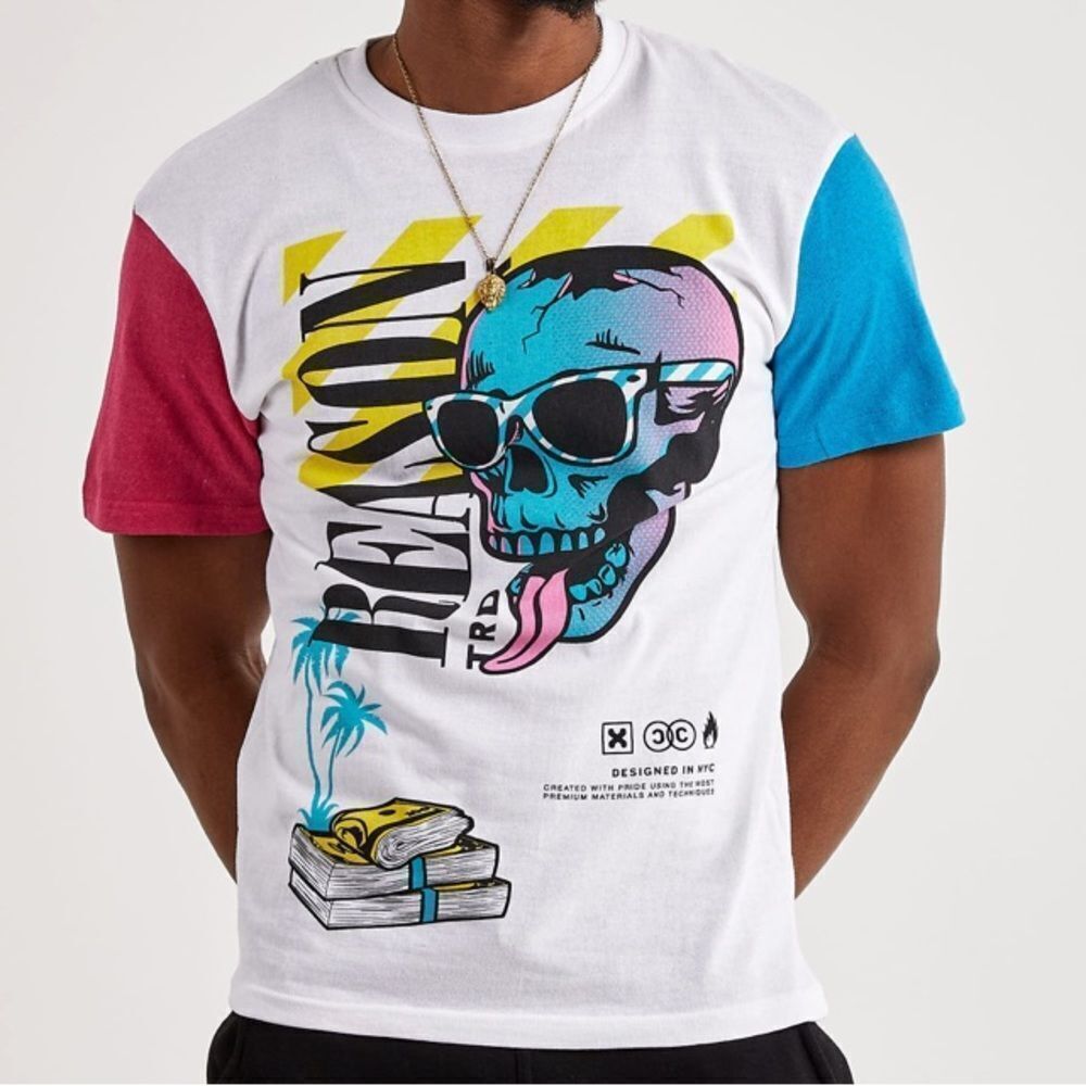 REASON CLOTHING MONEY SKULL TEE XL WHITE‎ NWT IN PKG